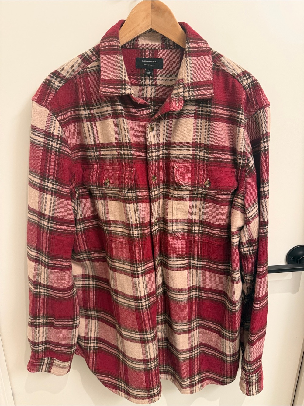 Banana Republic Red & Cream Plaid Button-Up Shirt